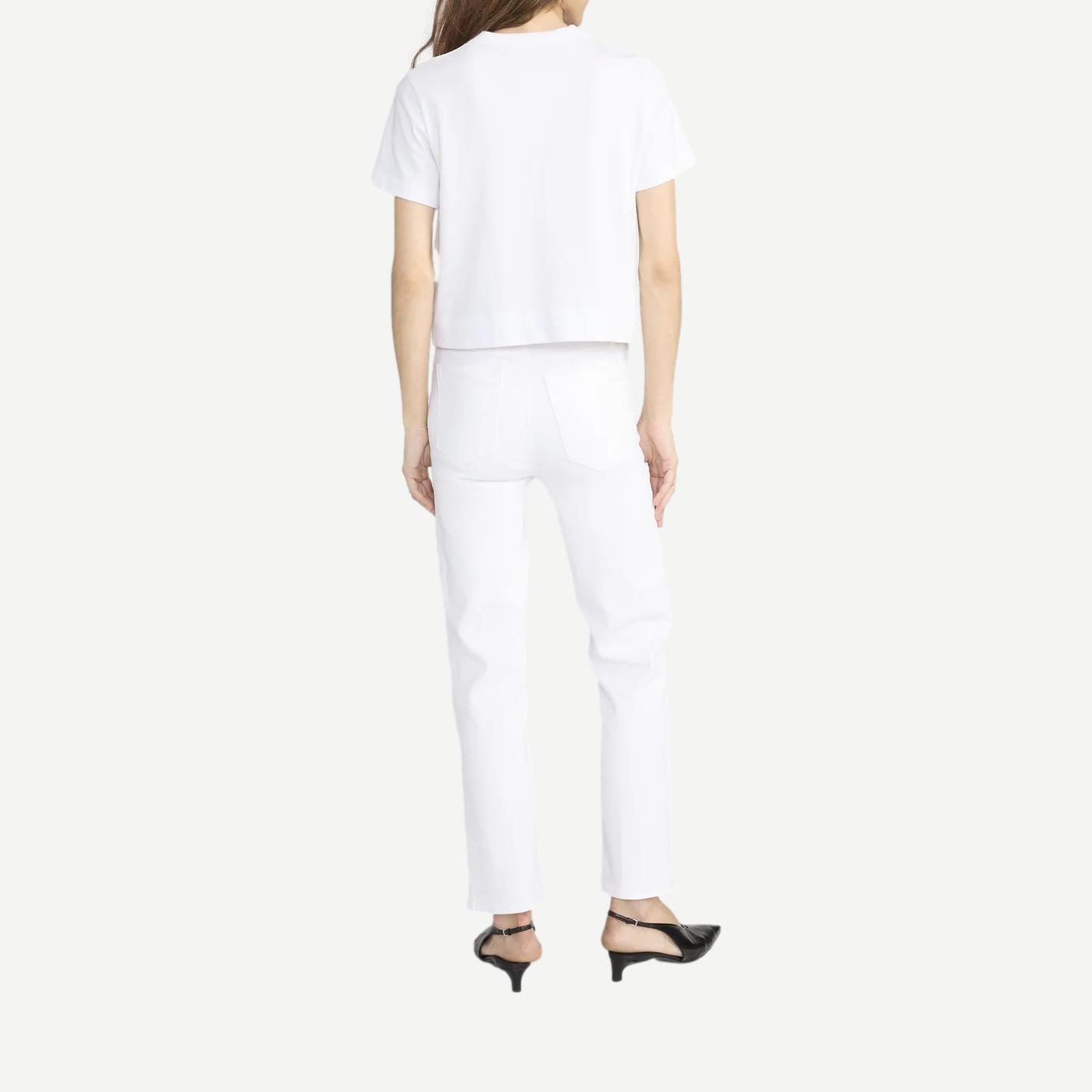 White Frame Denim Boxy Tee T-shirt with short sleeves and relaxed fit, shown folded on a neutral background.