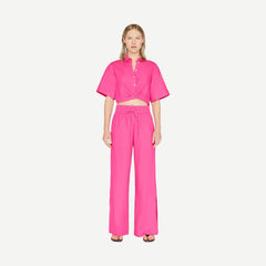 Crop Twist Front Shirt - Flamingo - Galvanic.co