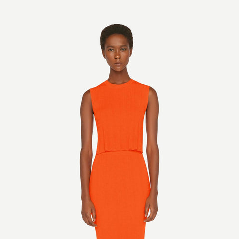 Mixed Rib Cutout Tank - Bright Tangerine - Galvanic.co
