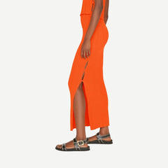 Mixed Rib Cutout Skirt - Bright Tangerine - Galvanic.co