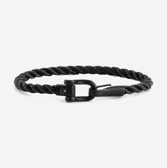 Black and black PH Lobster Larry bracelet by Pig & Hen featuring a lobster clasp and sleek design.