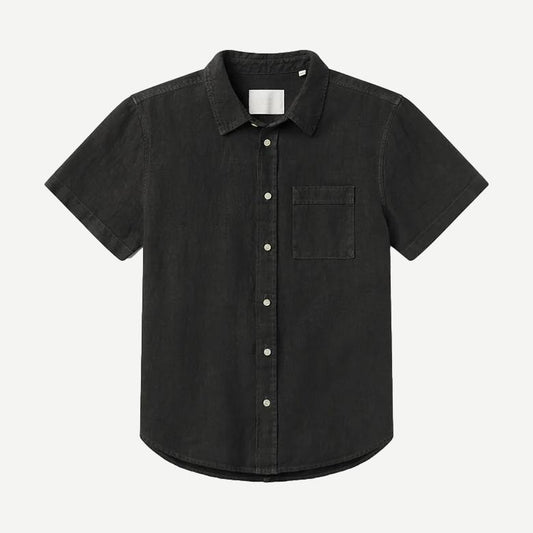 Short Sleeve Pocket Cairo Shirt - Washed Black - Galvanic.co