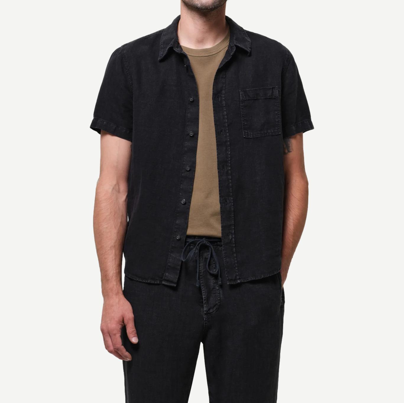 Short Sleeve Pocket Cairo Shirt - Washed Black - Galvanic.co