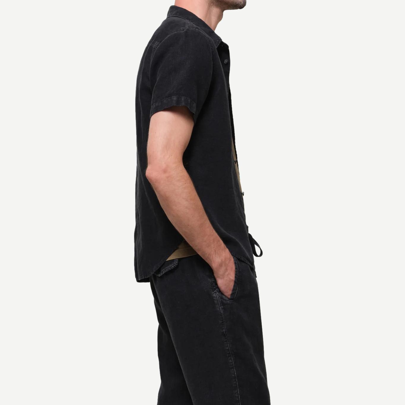 Short Sleeve Pocket Cairo Shirt - Washed Black - Galvanic.co