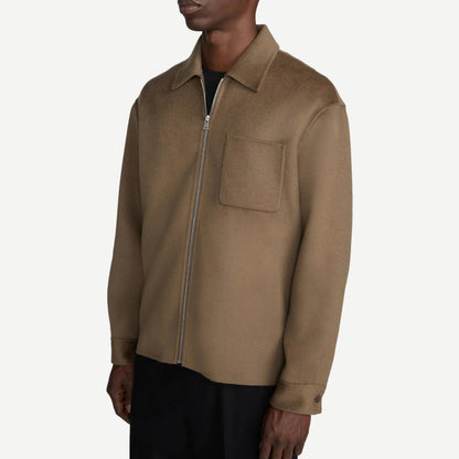 Double Face Zip Shirt Jacket - Soft Taupe