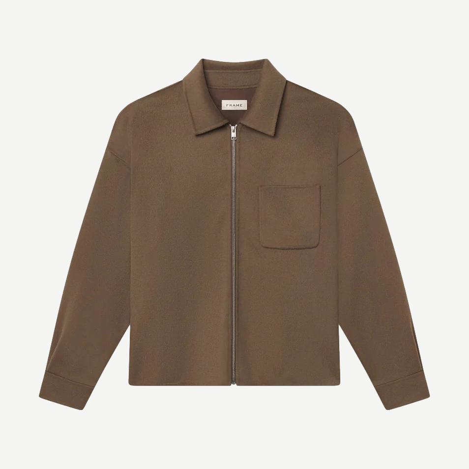 Double Face Zip Shirt Jacket - Soft Taupe