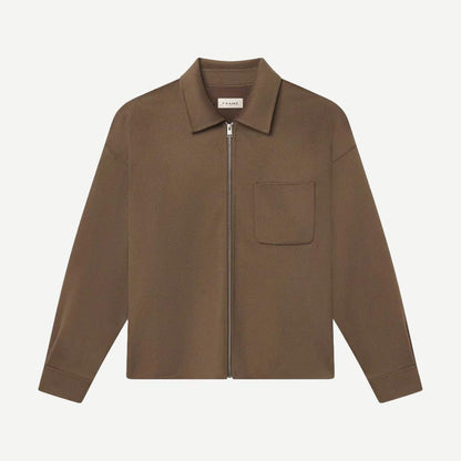 Double Face Zip Shirt Jacket - Soft Taupe