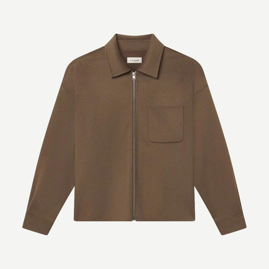 Double Face Zip Shirt Jacket - Soft Taupe - Galvanic.co