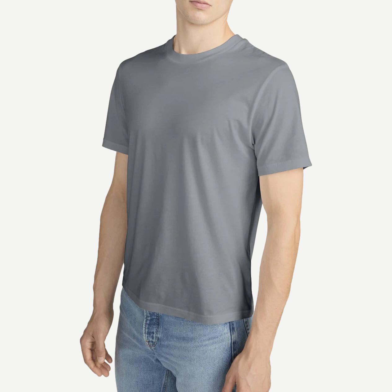Light grey short-sleeve cotton T-shirt from Frame Denim featuring a modern, casual fit.