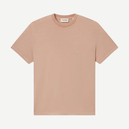 Light cotton T-shirt in pale peach from Frame Denim, short-sleeve casual tee with a relaxed fit and soft fabric.