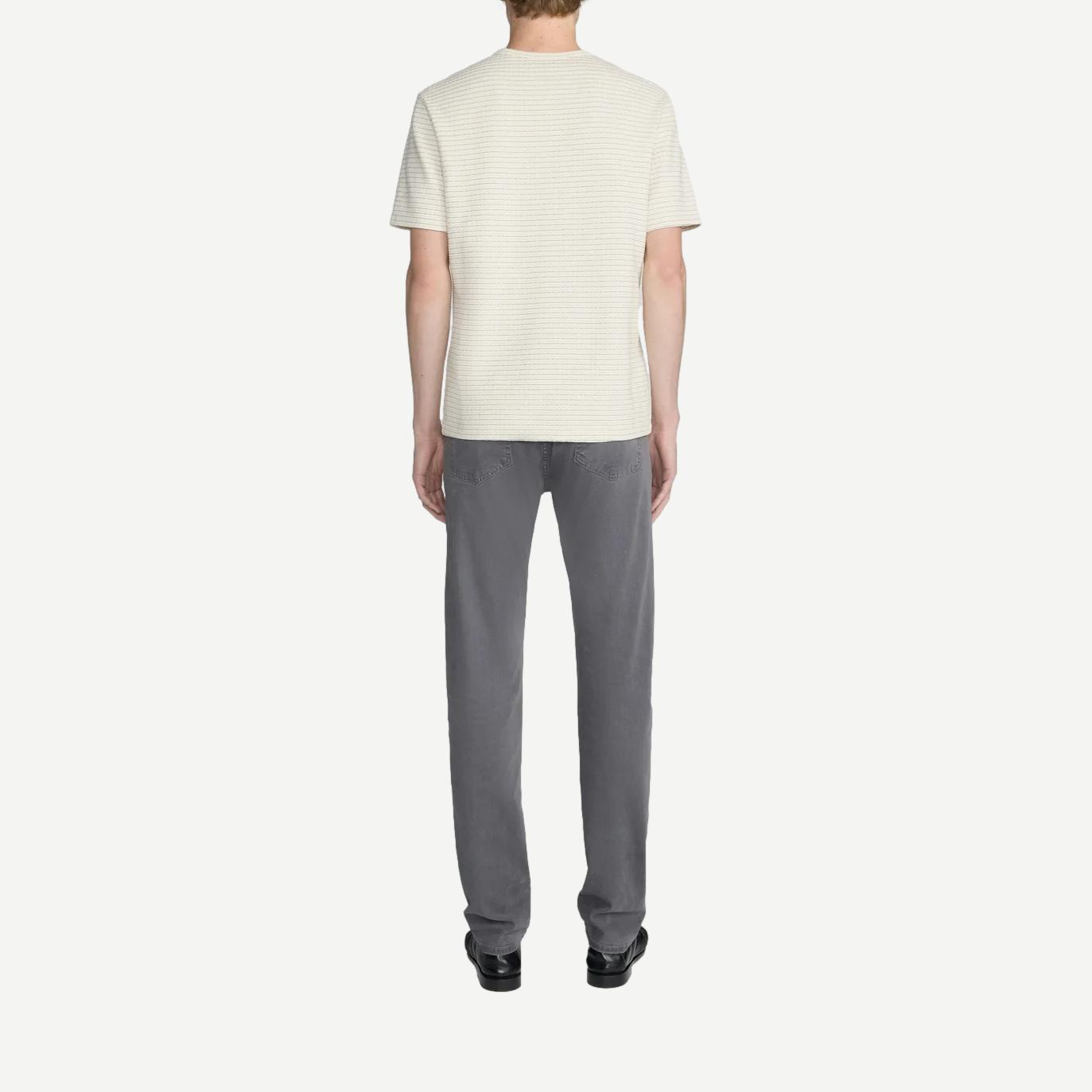 Jaquard Stripe Tee - Cream Brown Stripe