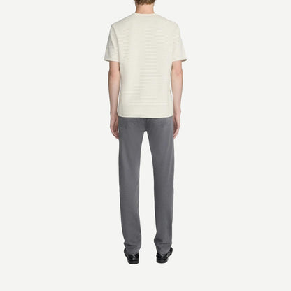 Jaquard Stripe Tee - Cream Brown Stripe