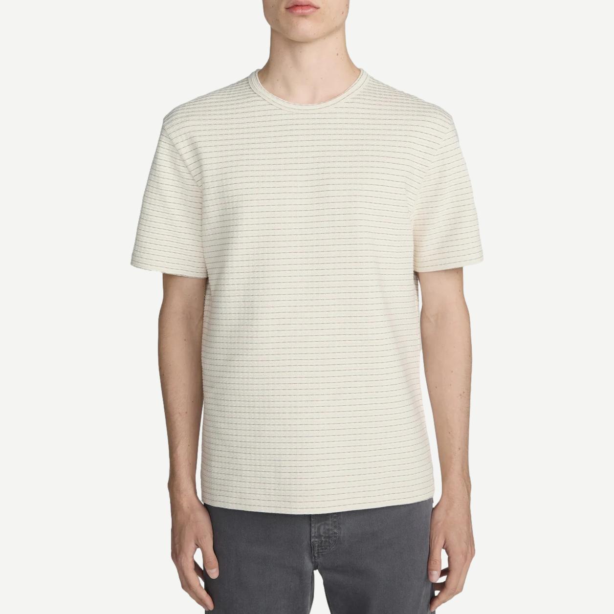 Jaquard Stripe Tee - Cream Brown Stripe