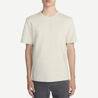Jaquard Stripe Tee - Cream Brown Stripe