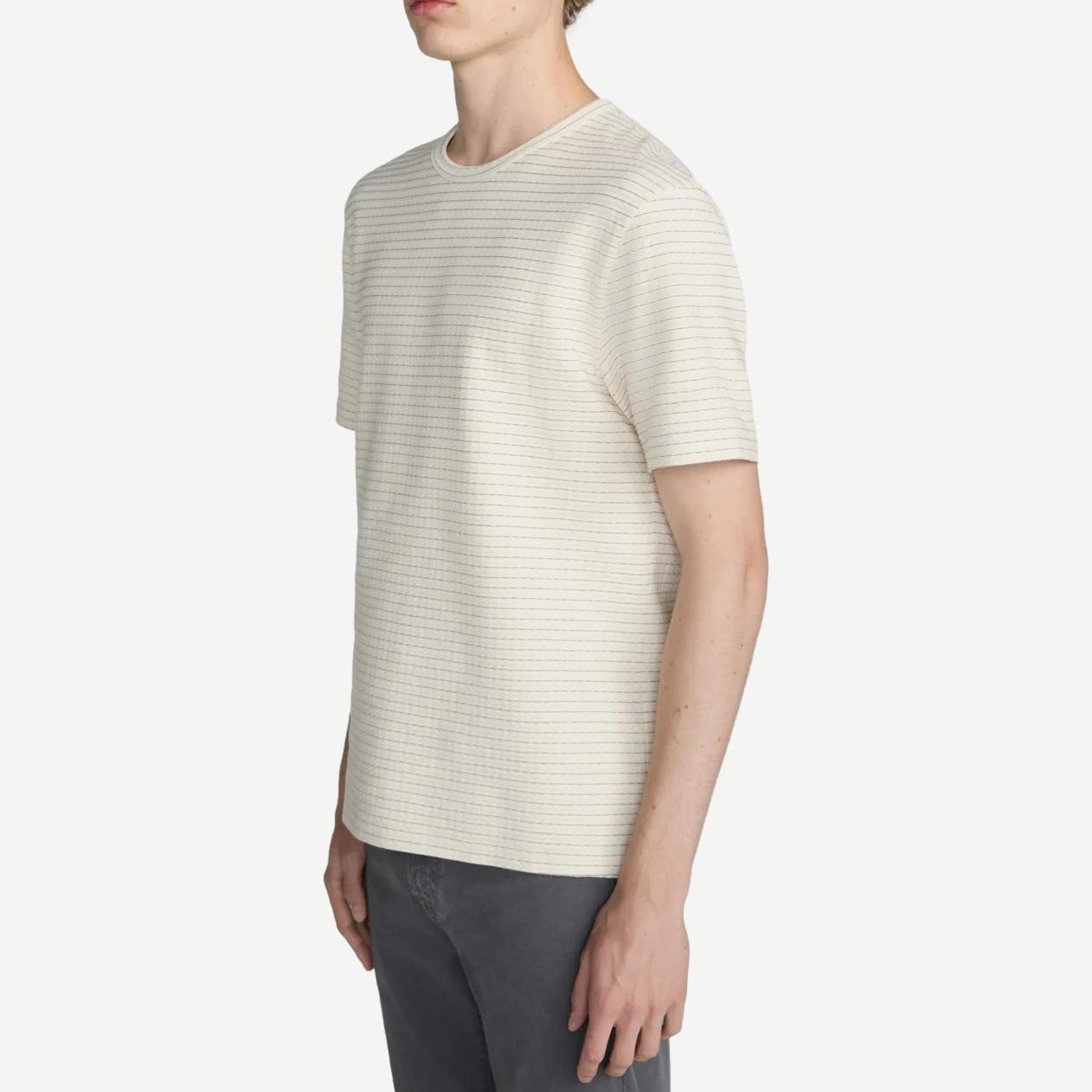 Jaquard Stripe Tee - Cream Brown Stripe