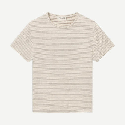 Jaquard Stripe Tee - Cream Brown Stripe