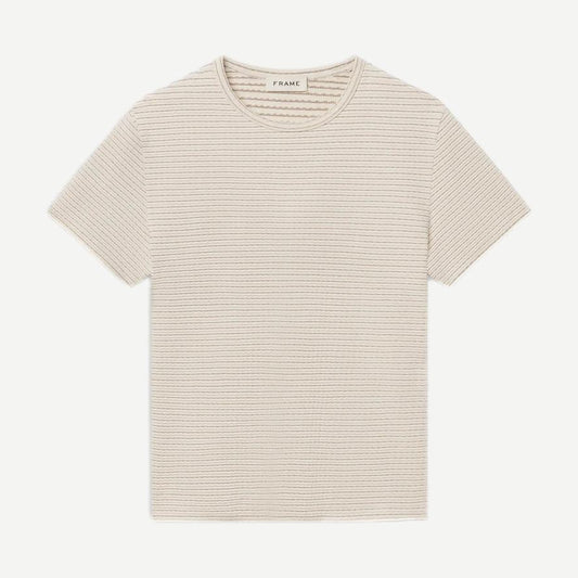 Jaquard Stripe Tee - Cream Brown Stripe - Galvanic.co