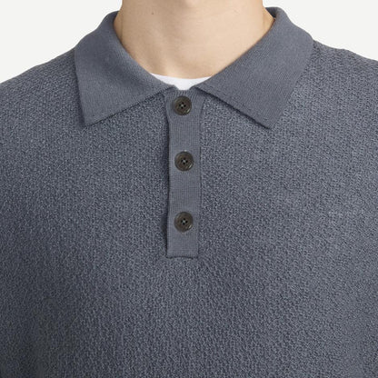 L/S Polo Sweater -Blue Grey