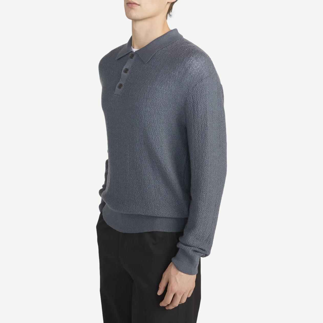 L/S Polo Sweater -Blue Grey