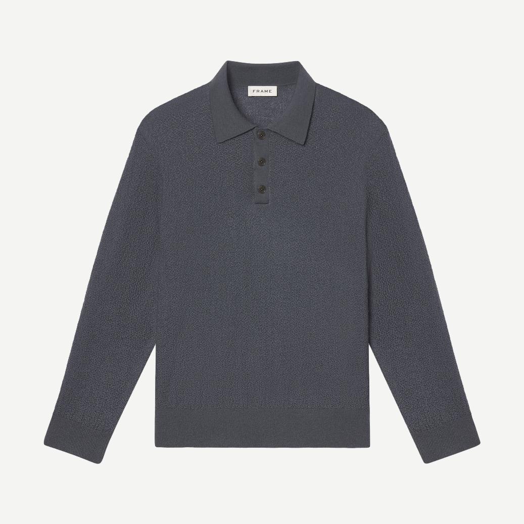 L/S Polo Sweater -Blue Grey