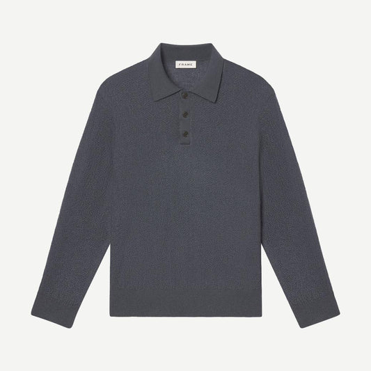 L/S Polo Sweater -Blue Grey