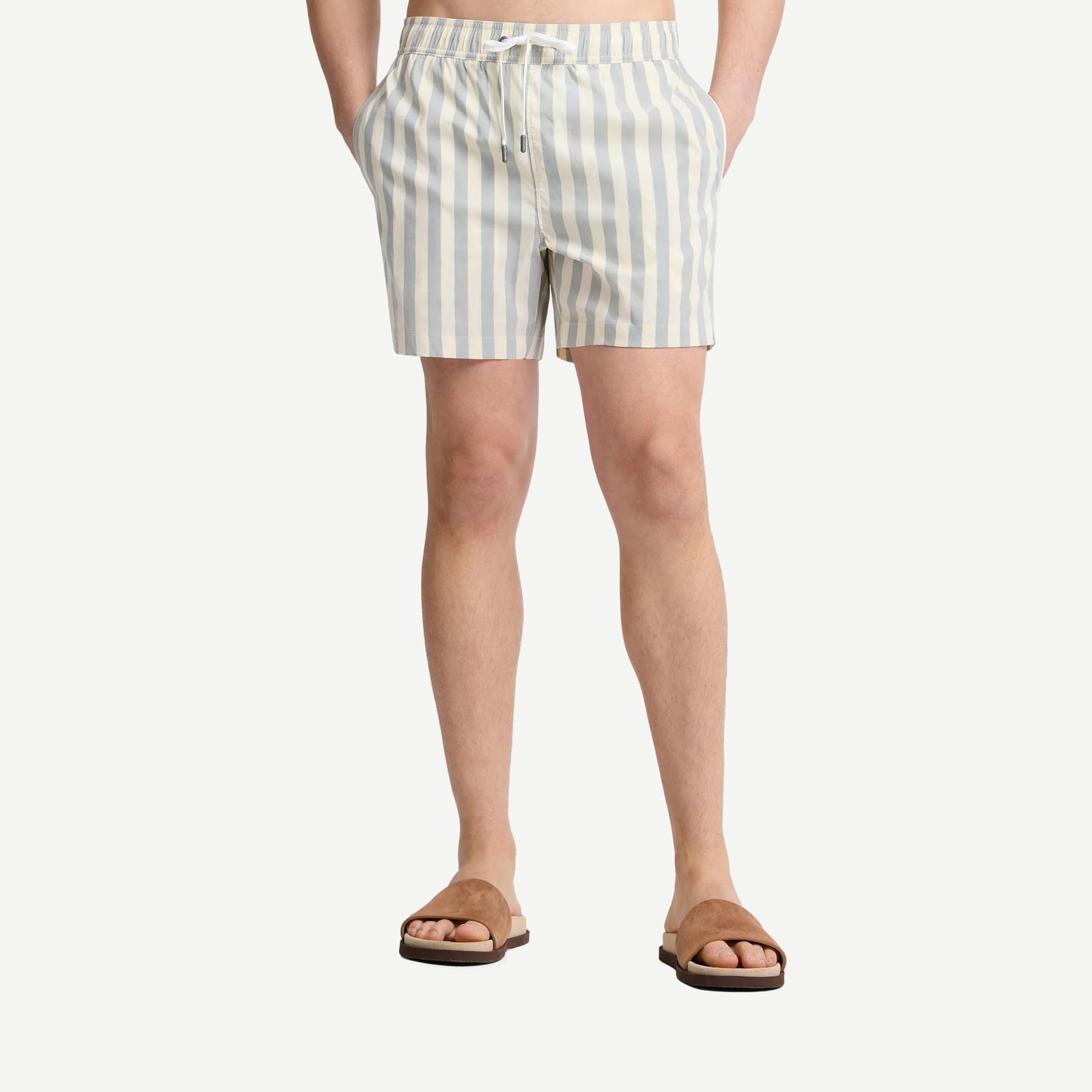 Charles 5" Swim Trunk Macro Stripe - Sea Glass/Cream - Galvanic.co