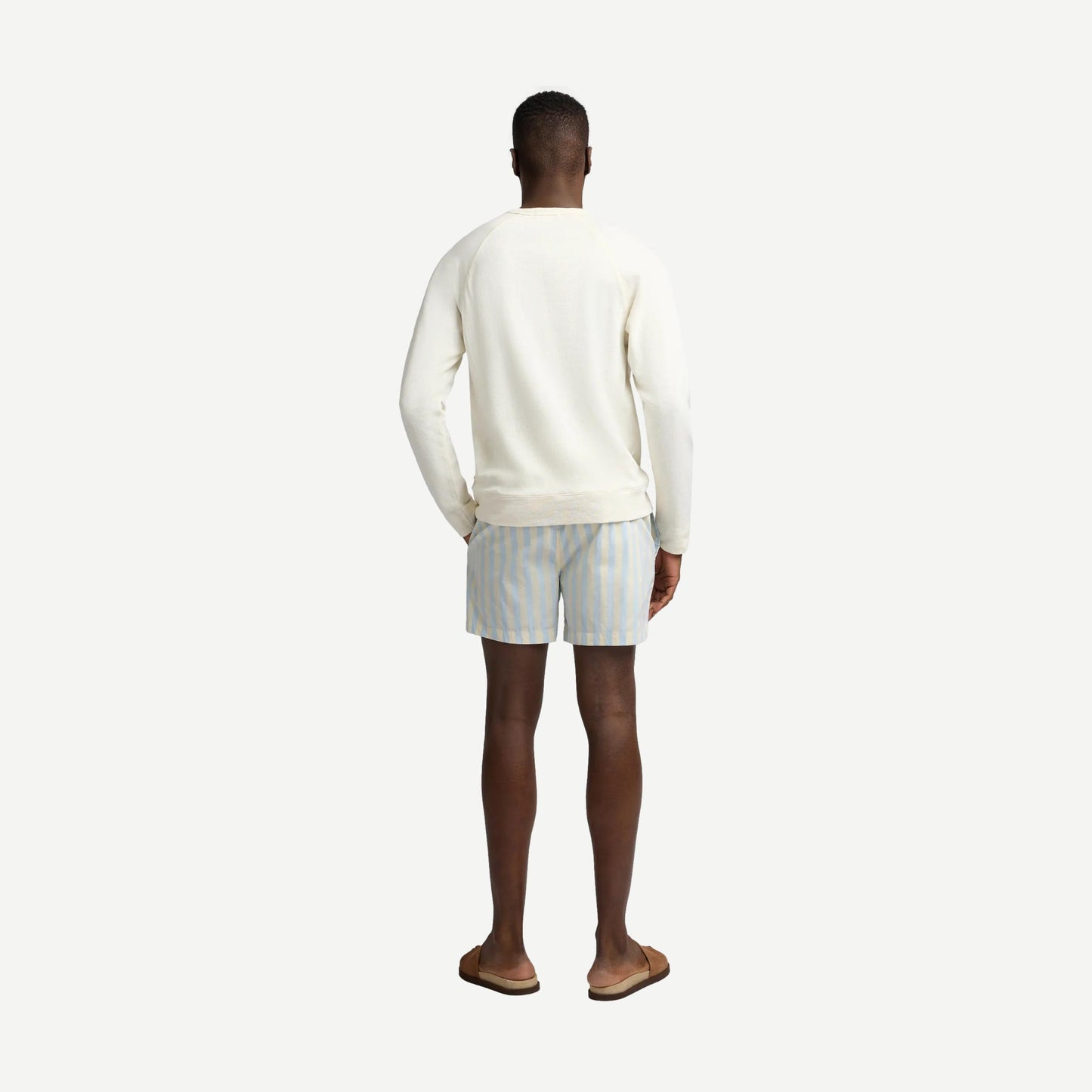 Charles 5" Swimshort Macro Stipe - Sky/Cream - Galvanic.co