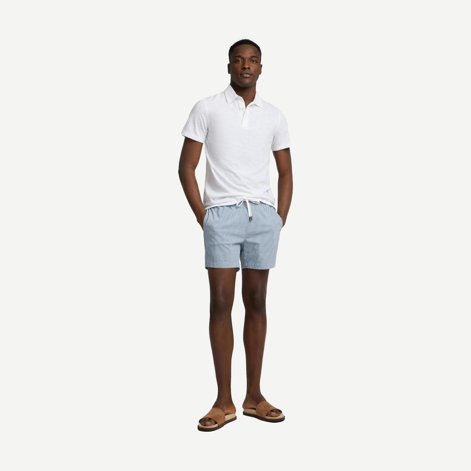 Charles 5" Swim Trunk Tonal - Stripe Blue/Multi - Galvanic.co