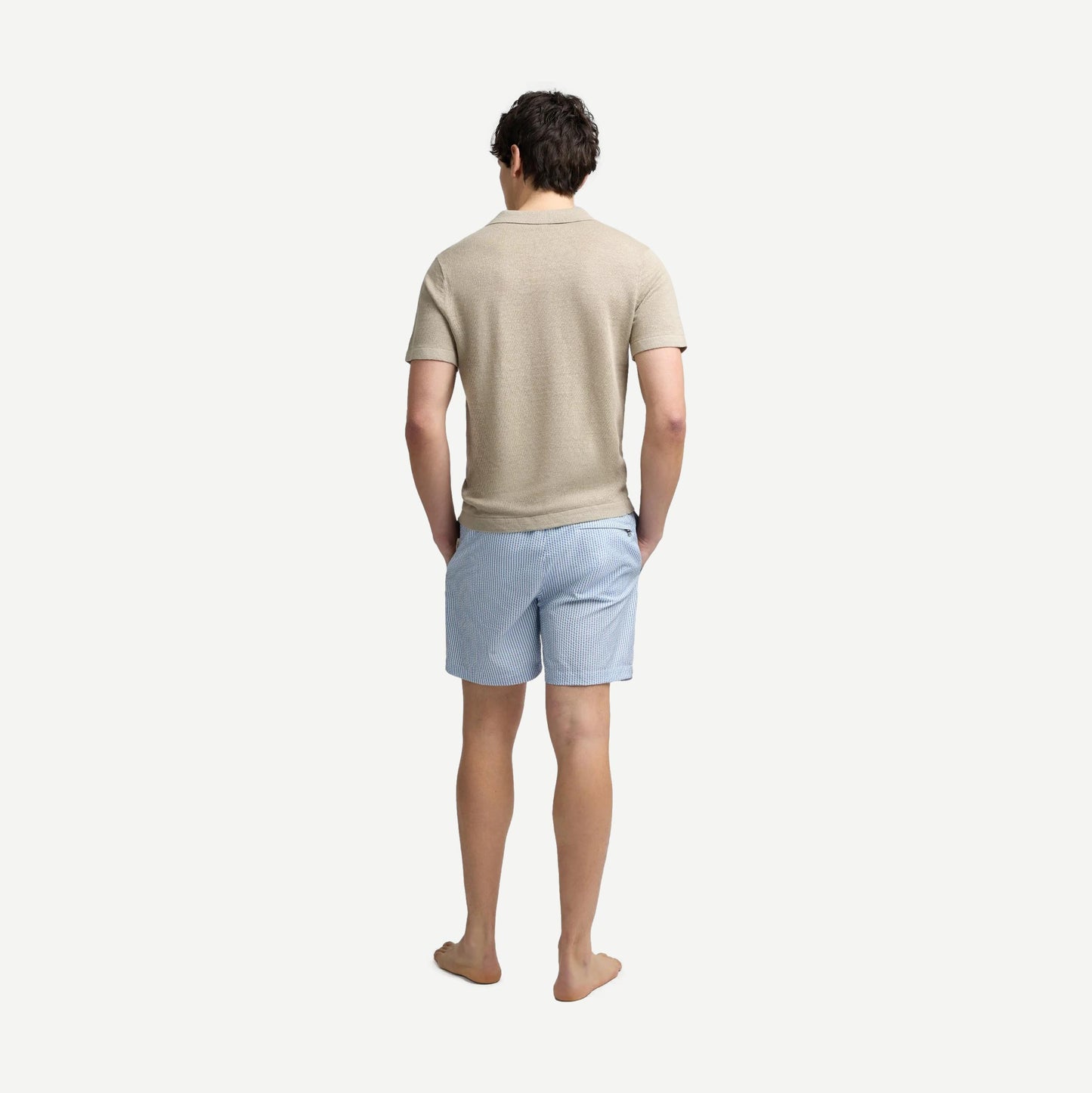 Charles 5" Seersucker Swim Trunk - Surf/White - Galvanic.co