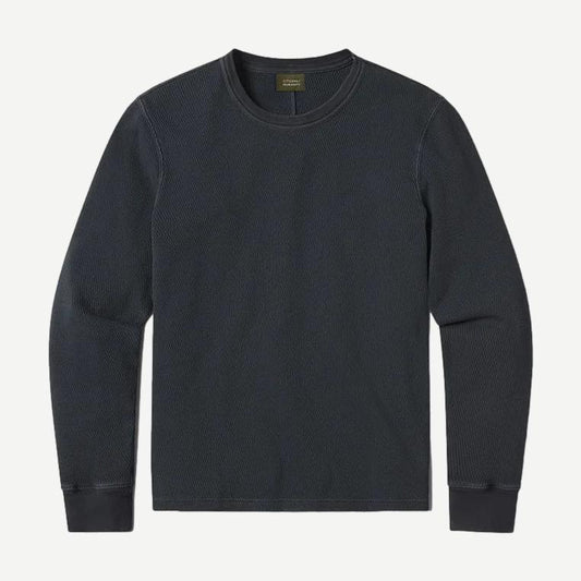 Citizens of Humanity Waffle Crewneck shirt in charcoal gray, featuring a textured waffle knit fabric, casual and comfortable style.
