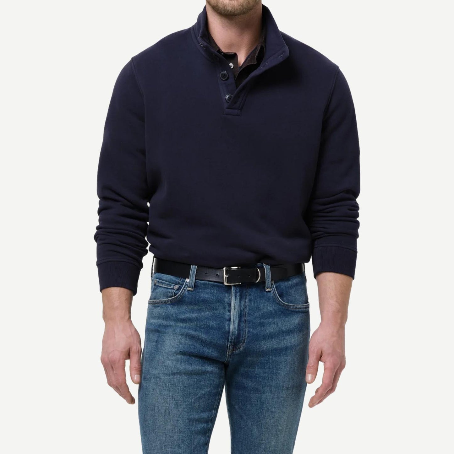 Half Button Pullover - Navy