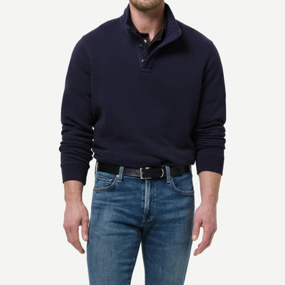 Half Button Pullover - Navy