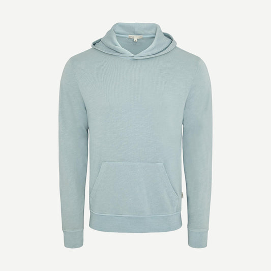 Sea glass-colored Terry Pullover Hoodie by Onia, soft sweatshirt with a relaxed fit, featuring a hood and casual style.