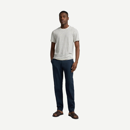 Stretch Linen Crewneck SS Tee - Midnight/Egret - Galvanic.co