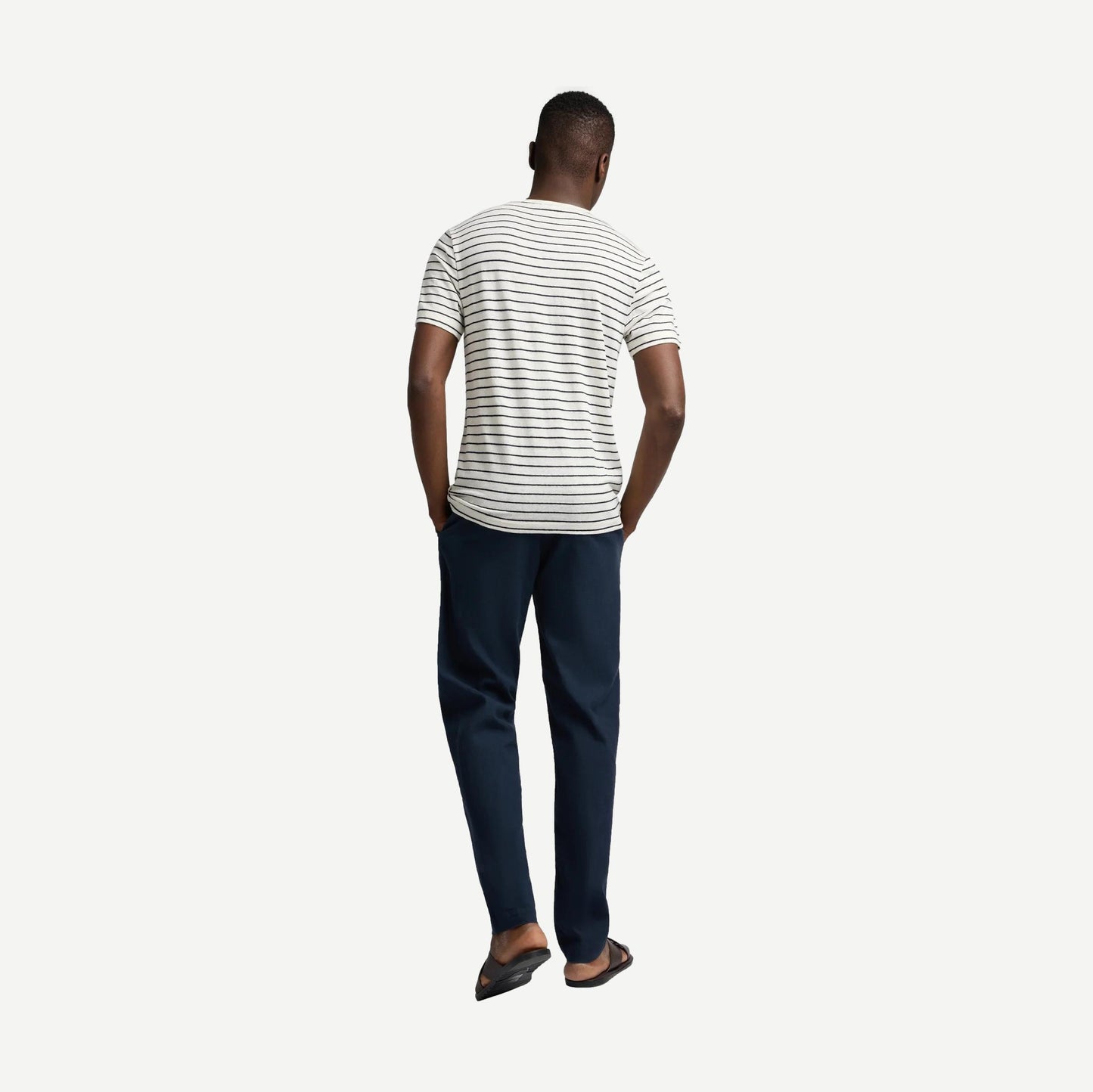 Stretch Linen Crewneck SS Tee - Midnight/Egret - Galvanic.co