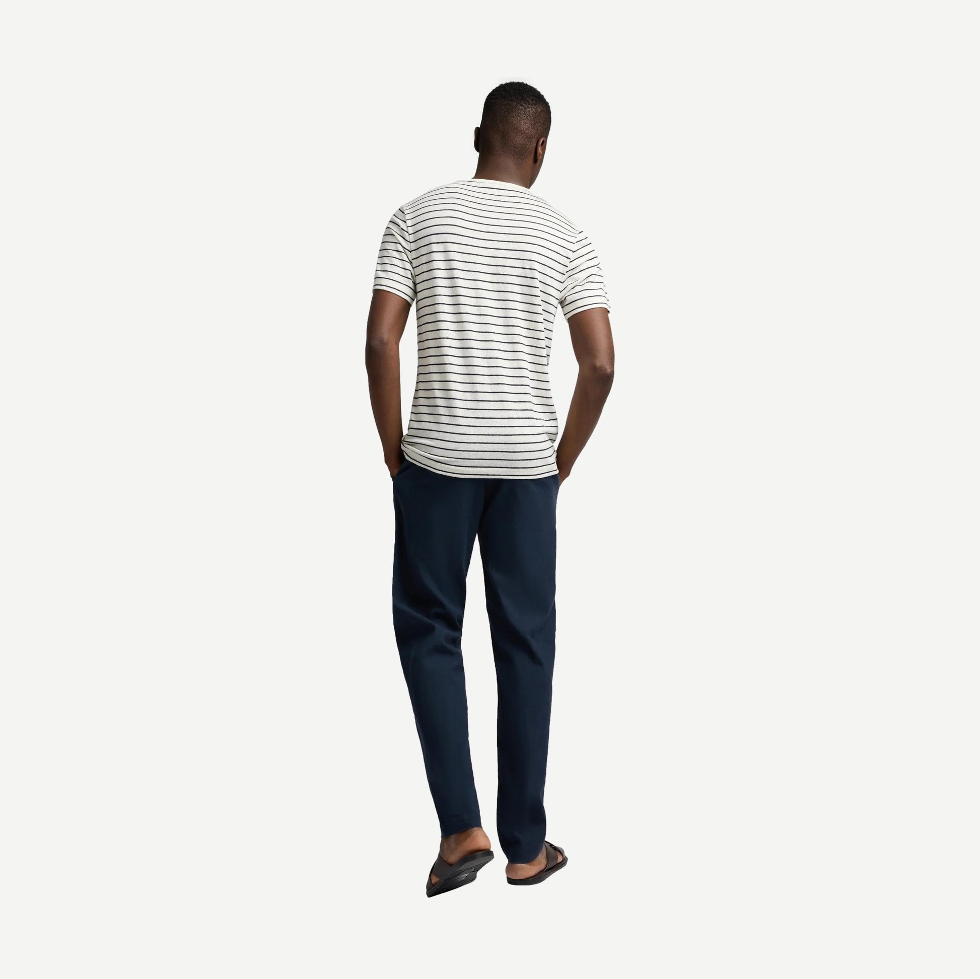 Stretch Linen Crewneck SS Tee - Midnight/Egret - Galvanic.co