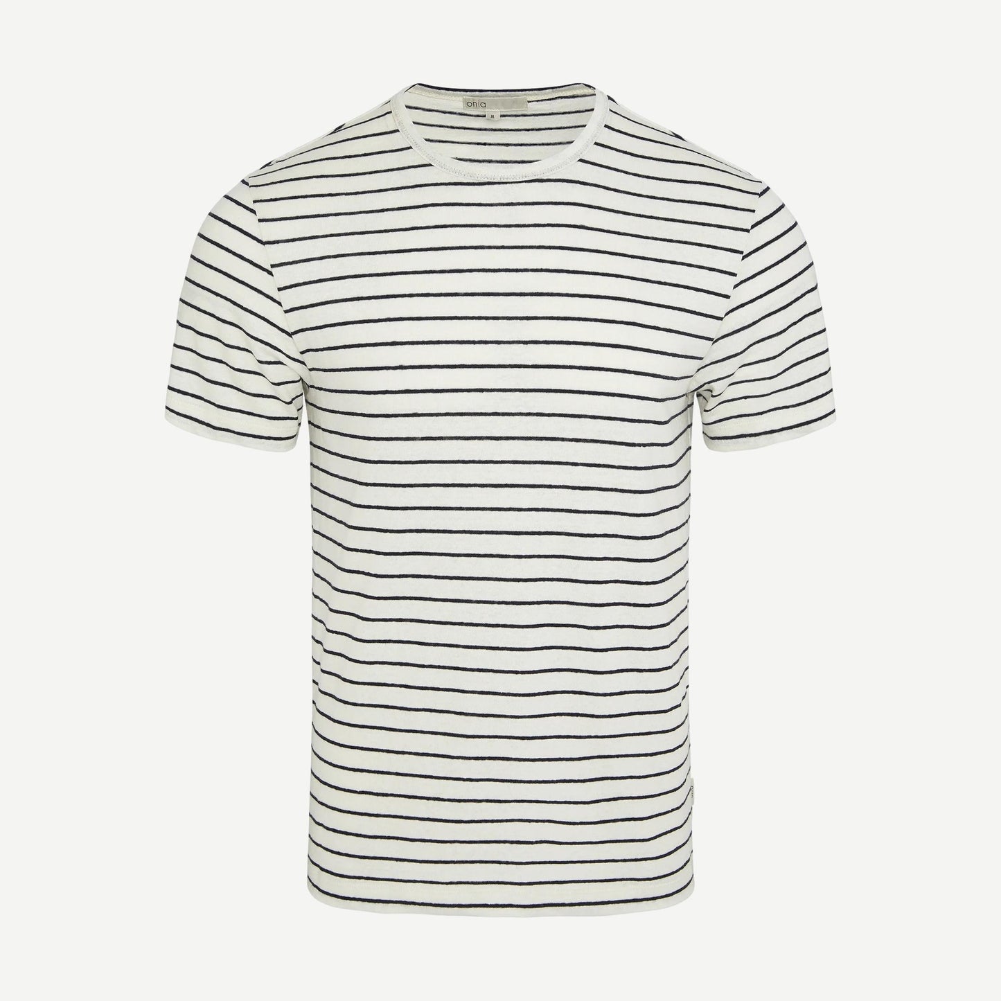 Stretch Linen Crewneck SS Tee - Midnight/Egret - Galvanic.co