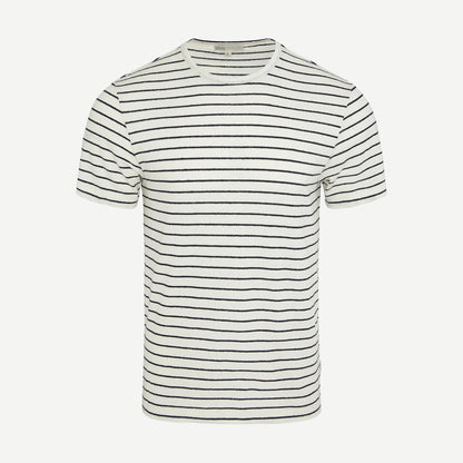 Stretch Linen Crewneck SS Tee - Midnight/Egret - Galvanic.co