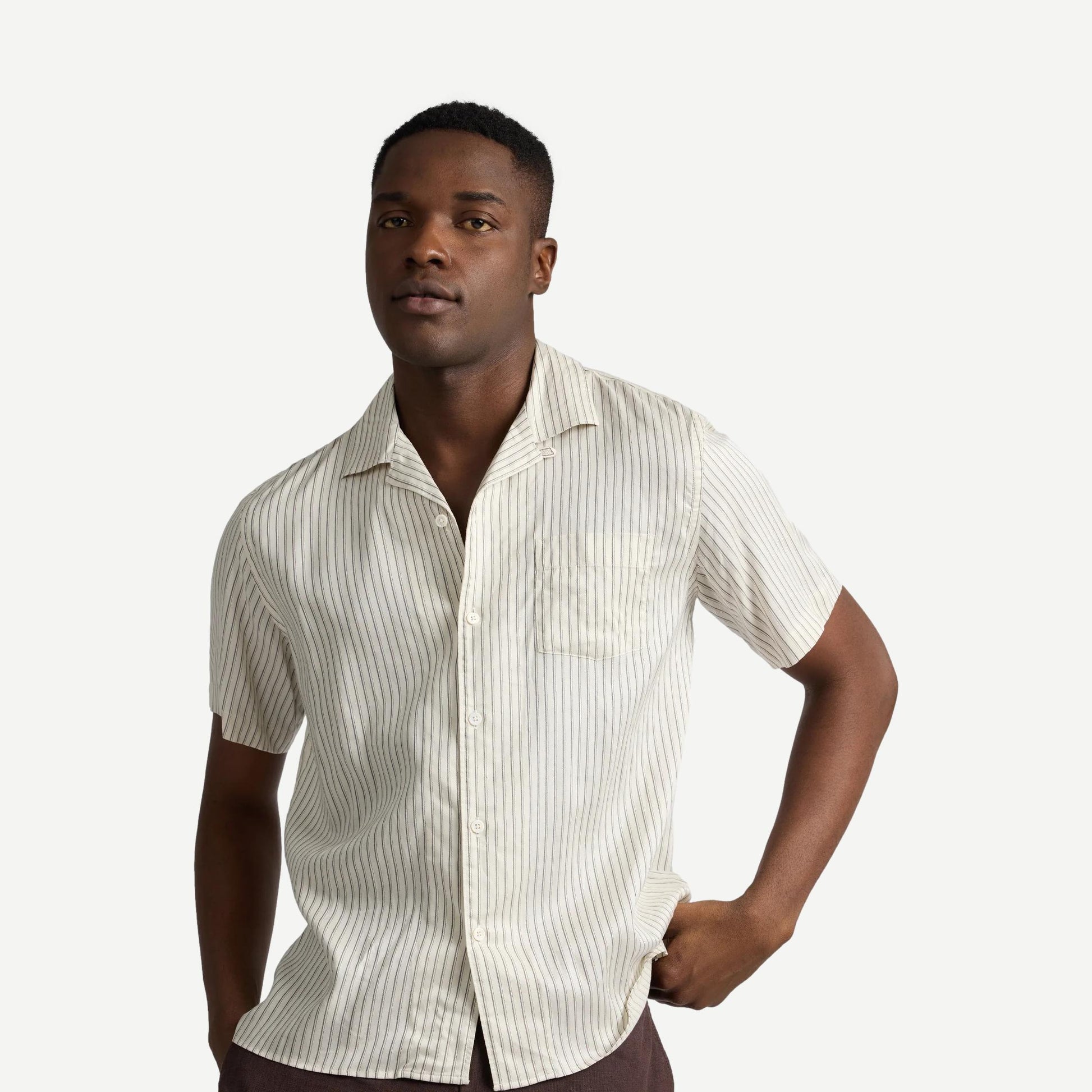 Convertible Vacation Shirt - Stripe Black/Ivory - Galvanic.co