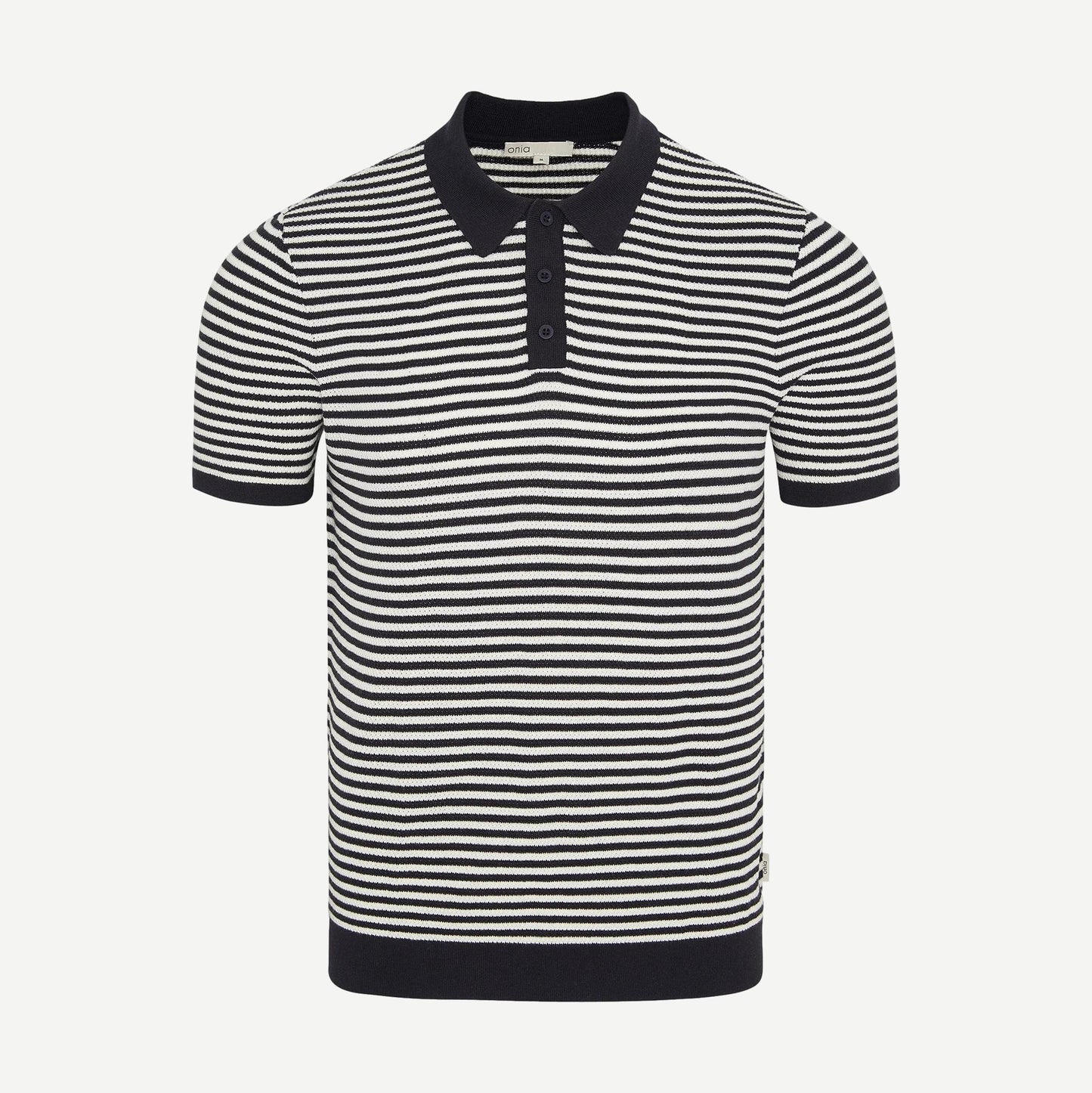 Cotton Textured Knit Polo - Midnight/Egret - Galvanic.co