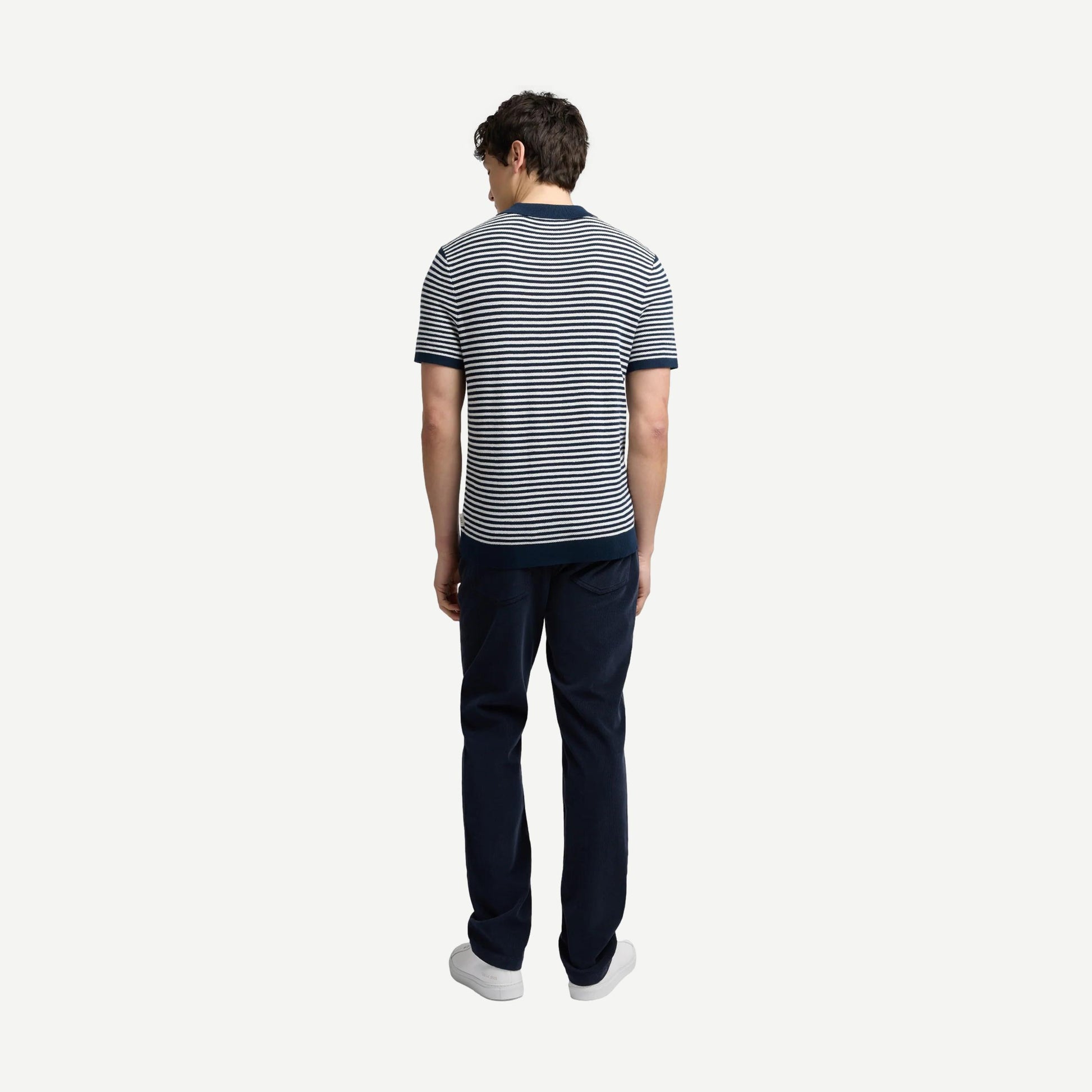 Cotton Textured Knit Polo - Midnight/Egret - Galvanic.co
