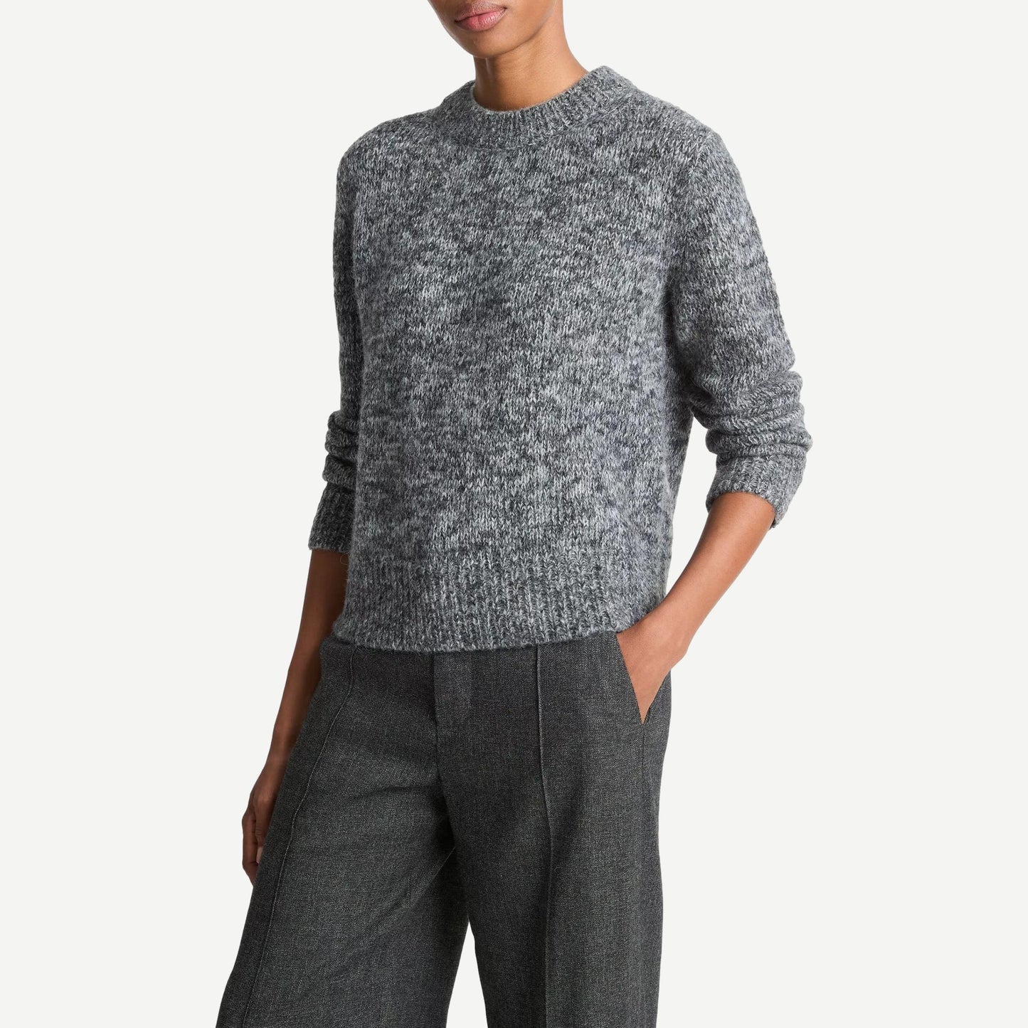 Marled Crew Neck Sweater - Medium Heather Grey - Galvanic.co