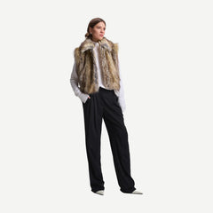 Naya Faux Fur Vest - Brown Coyote - Galvanic.co