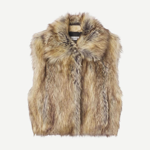 Naya Faux Fur Vest - Brown Coyote - Galvanic.co