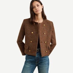 Melanie Cropped Jacket - Saddle Check - Galvanic.co