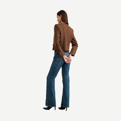 Melanie Cropped Jacket - Saddle Check - Galvanic.co