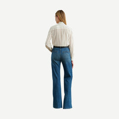 Angelique Tie Neck Blouse - Brandy Stripes - Galvanic.co