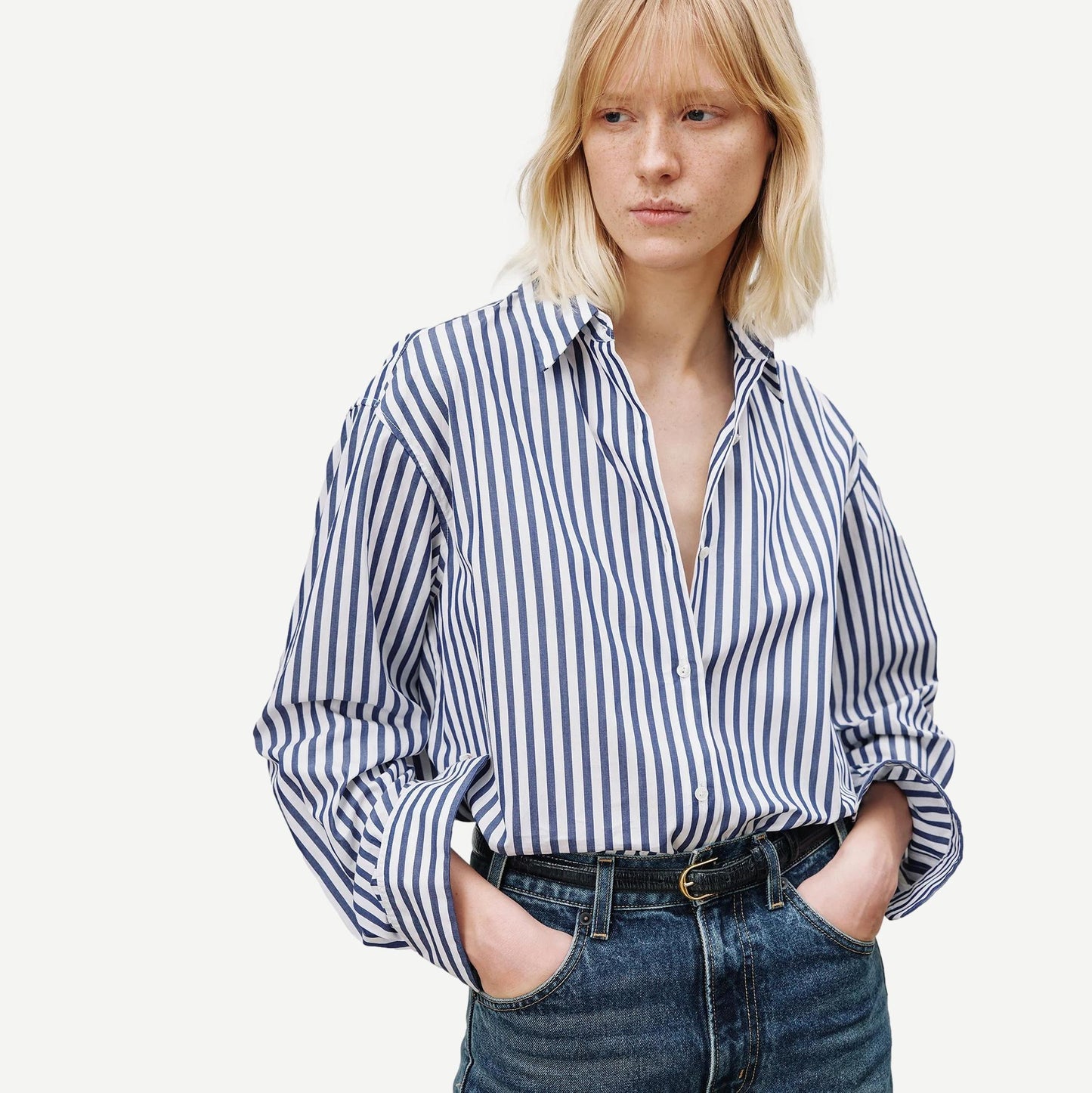 Yorke Shirt - Large Dark Navy/White Stripes - Galvanic.co
