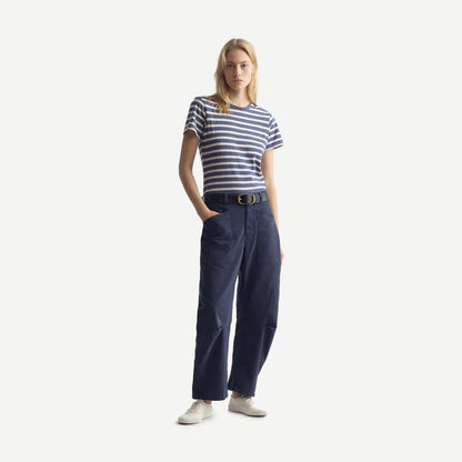 Lana Crewneck Tee - French Blue/White Stripe - Galvanic.co