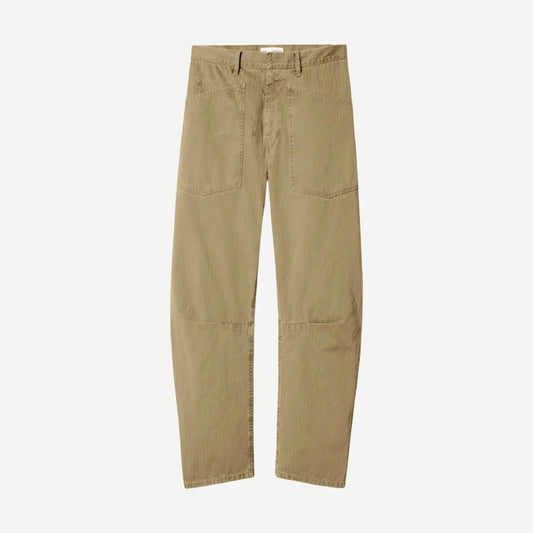 Nili Lotan Shon Pants in French Khaki, stylish casual pants with a relaxed fit and neutral khaki color.